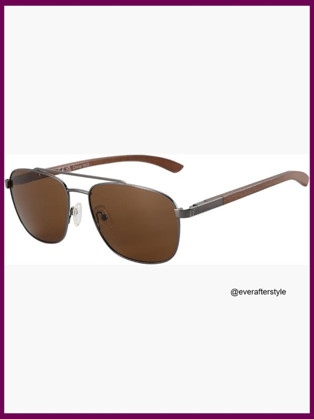Aviator Polarized Sunglasses with Metal and Wood Frame for Men